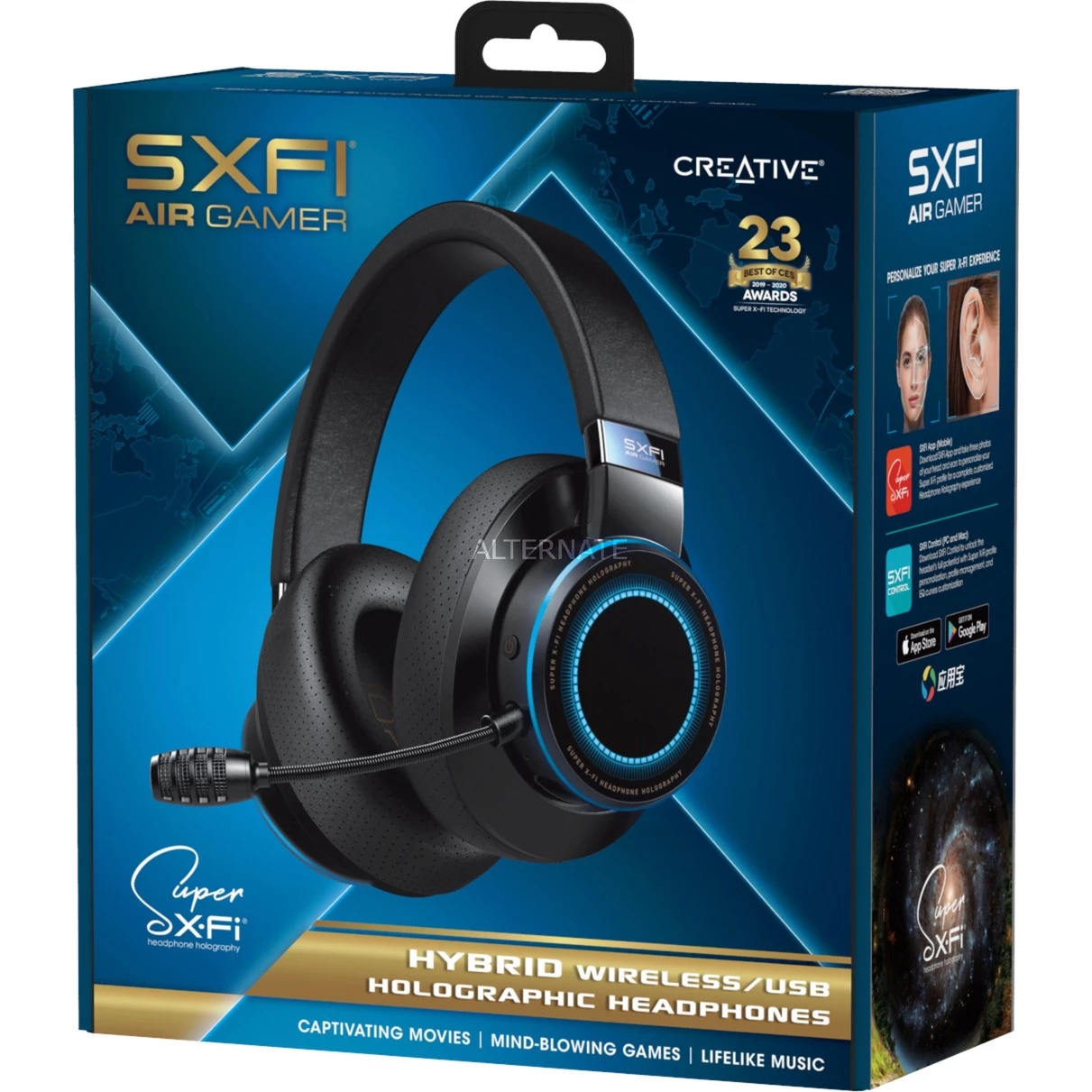 Gaming Headsets Creative SXFI AIR GAMER, Gaming-Headset (schwarz/blau, USB-C, Klinke) – Bild 6